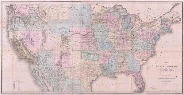 Map of the United States and Territories, Showing the extend of Public Surveys and other details. - Main View