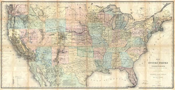 Map of the United States and Territories, Showing the extent of Public Surveys and other details, constructed from the Plats and official sources of the General Land Offices, Under the direction of Hon. Jos. S. Wilson, Commissioner by Joseph Gorlinsi, Draughtsman, 1868. - Main View