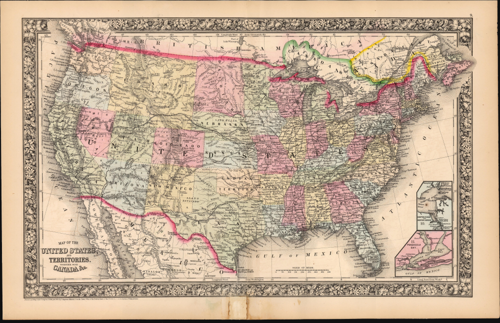 1864 Mitchell Map of the United States