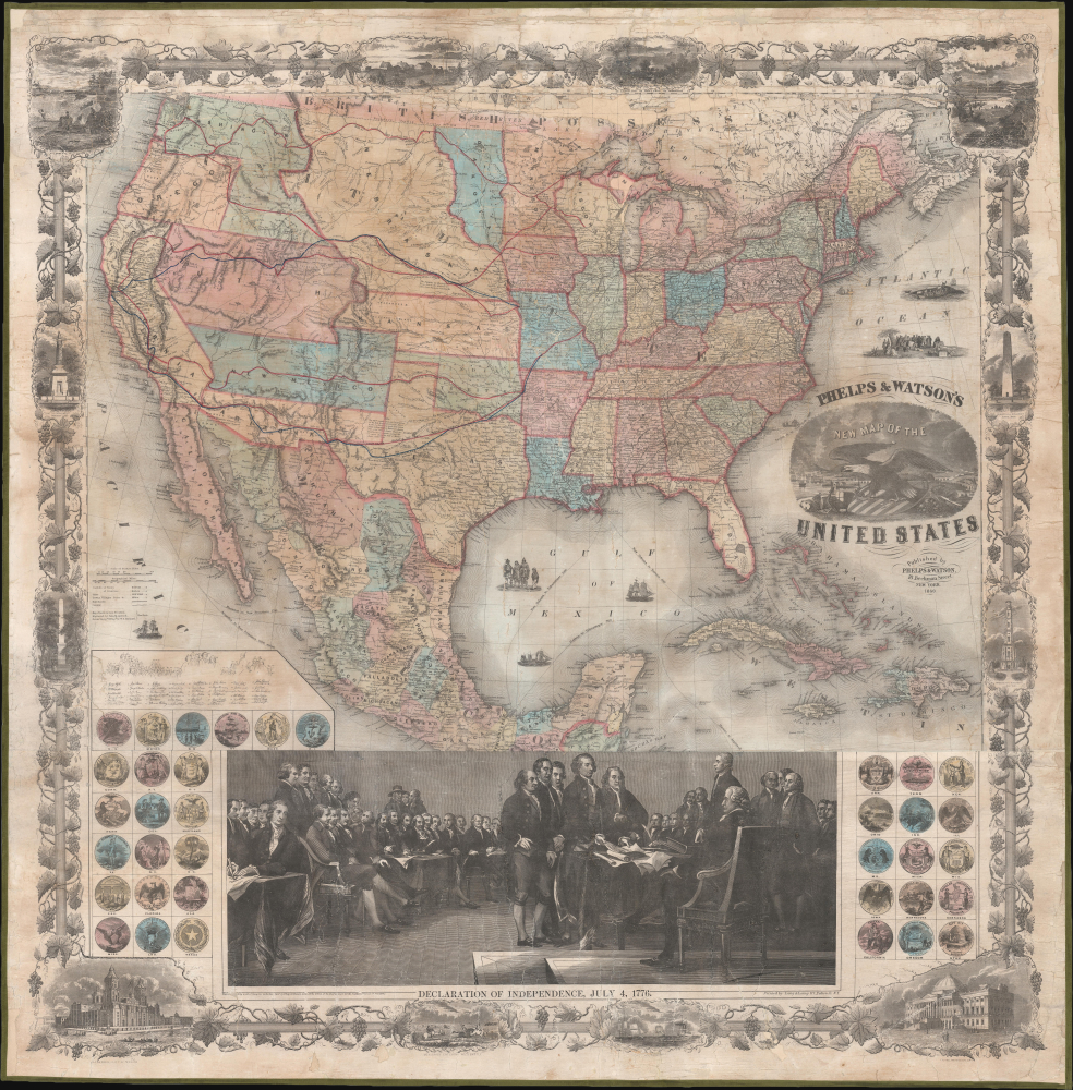 1860 Colton / Phelps and Watson Wall Map of the United States, Eve of the Civil War