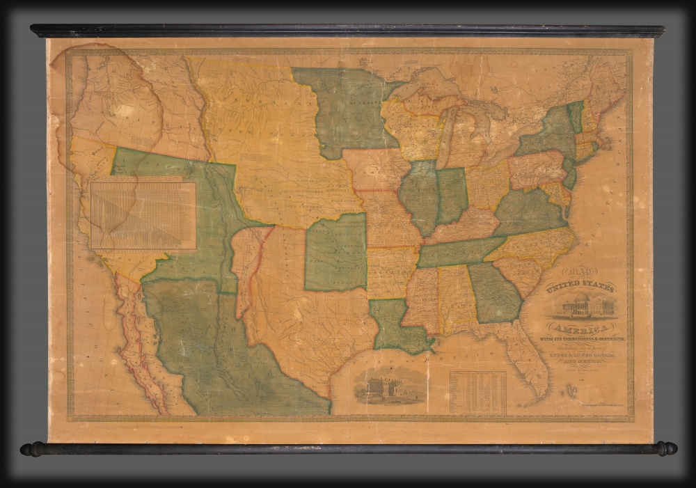 Map of the United States of America with its Territories and Districts. Including also a part of Upper and Lower Canada and Mexico. - Main View