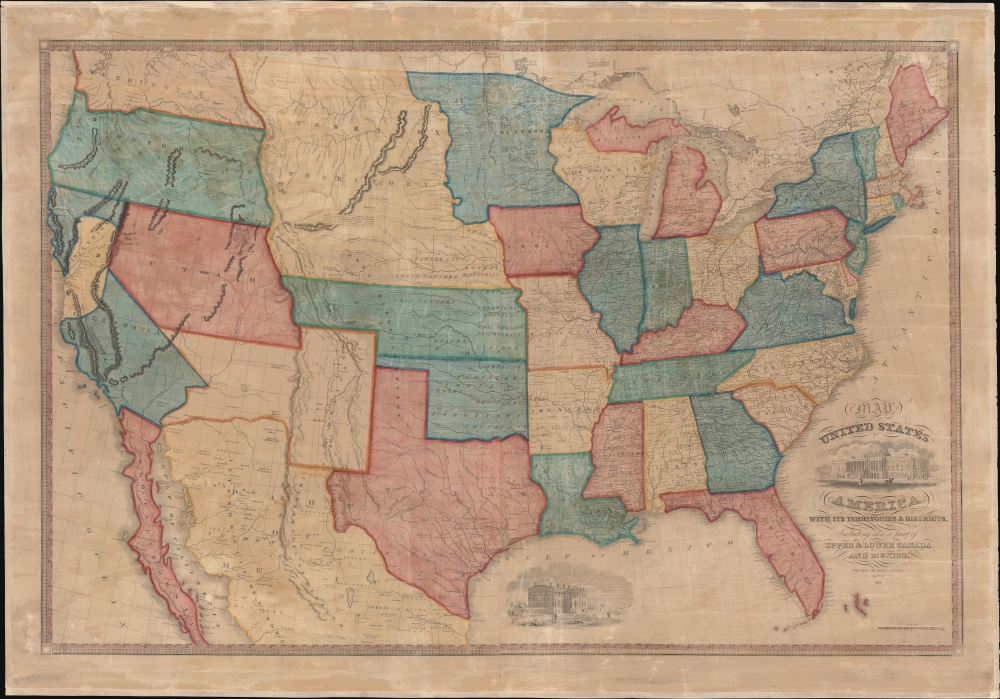 Map of the United States of America with its Territories and Districts. Including also a part of Upper and Lower Canada and Mexico. - Main View