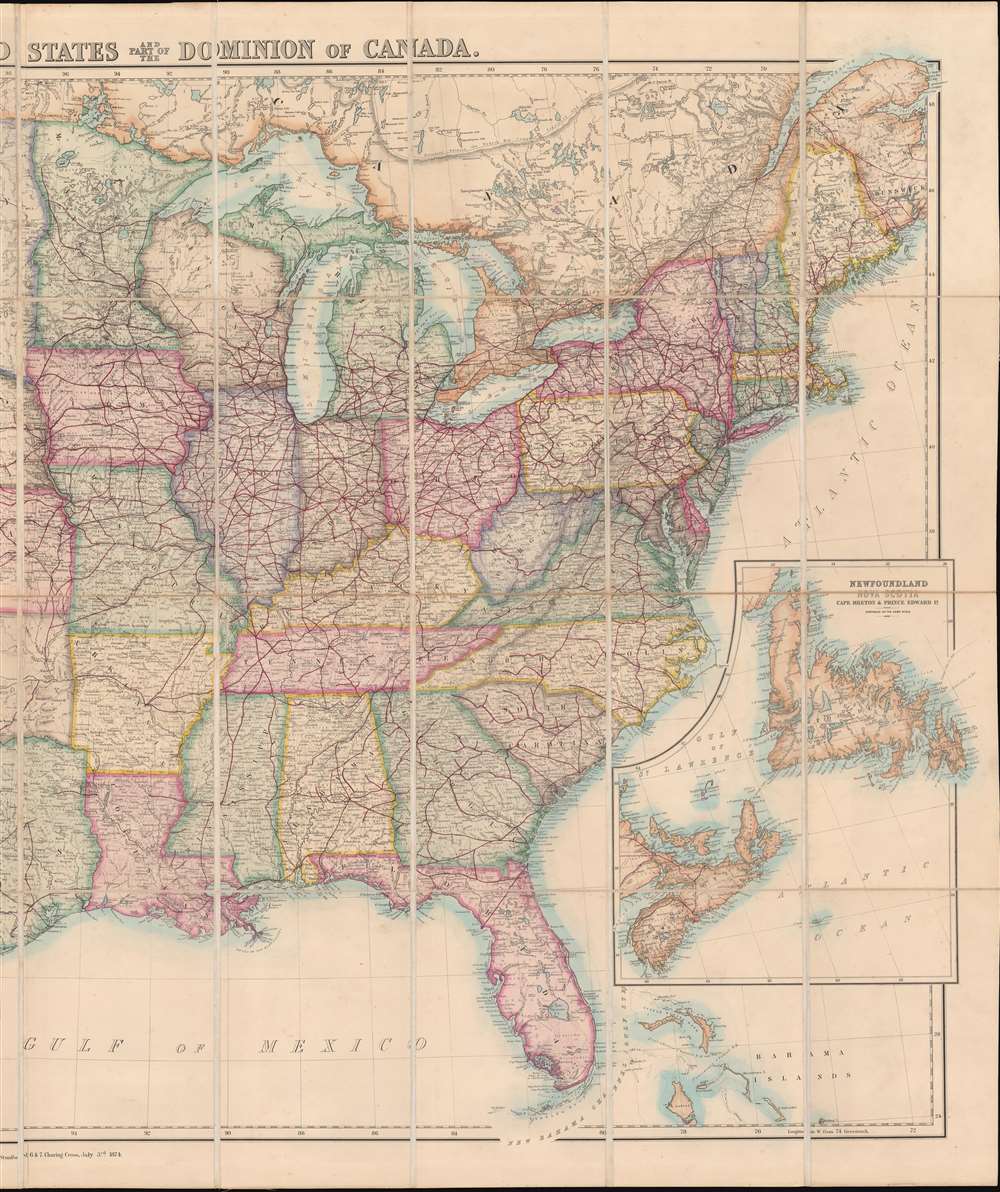 Stanford's Map of the United States and part of the Dominion of Canada. - Alternate View 2