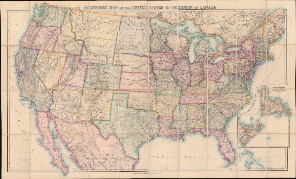 Stanford's Map of the United States and part of the Dominion of Canada. - Main View