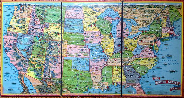 1901 Parker Brothers Map and Board Game of the United States