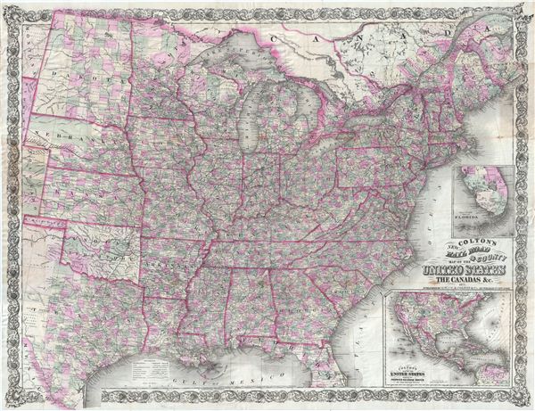 Colton's New Railroad & County Map of the United States the Canadas. - Main View