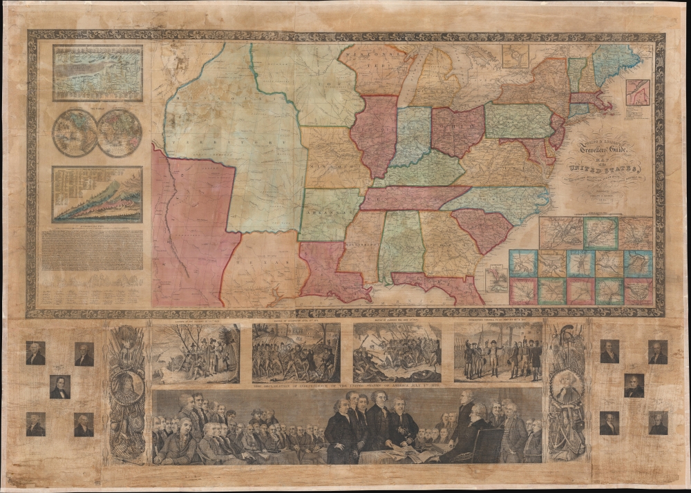 Phelps and Ensign's Travellers' Guide, and Map of the United States, containing the Roads, Distances, Steam Boat and Canal Routes etc. - Main View