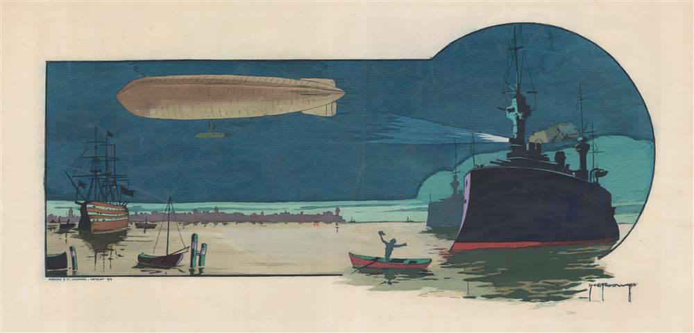 [Warships and a Dirigible]. - Main View