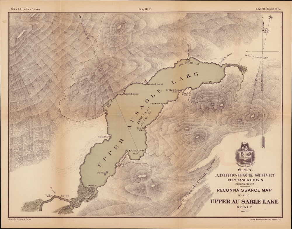 Reconnaissance Map of the Upper Au Sable Lake. - Main View