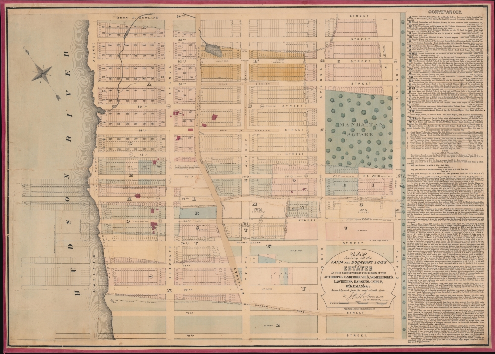 Map showing all the Farm and Boundary Lines of the Estates as they existed when in possession of the Apthorpe's, Vanderheuvel's, Sommeridike's, Lawrence's, Harsen's, Cadel's, Dykeman's etc. - Main View