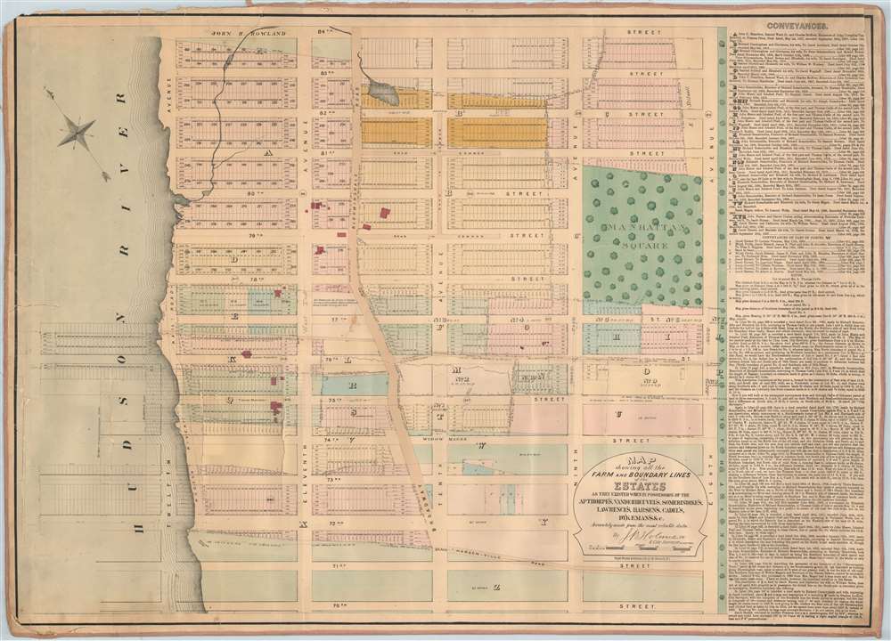 Map showing all the Farm and Boundary Lines of the Estates as they existed when in possession of the Apthorpe's, Vanderheuvel's, Sommeridike's, Lawrence's, Harsen's, Cadel's, Dykeman's and c. - Main View