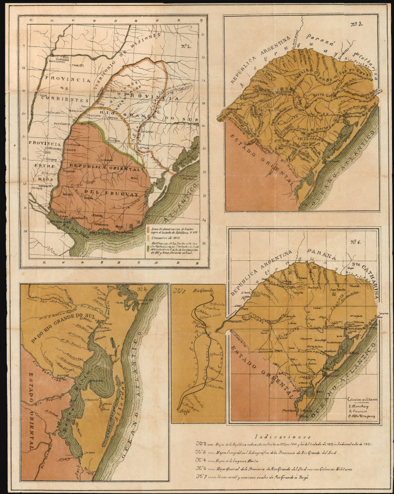 1885 Roberto Arménio Military Maps of Uruguay and Rio Grande do Sul