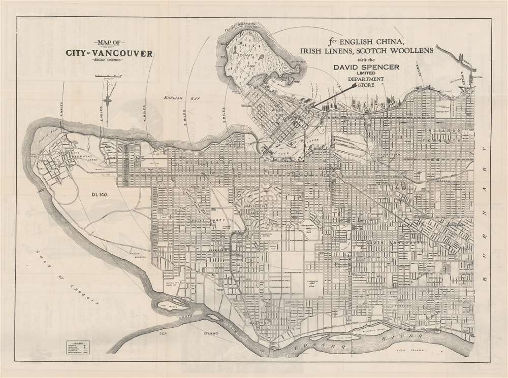 1920 David Spencer Limited City Map or Plan of Vancouver, British Columbia