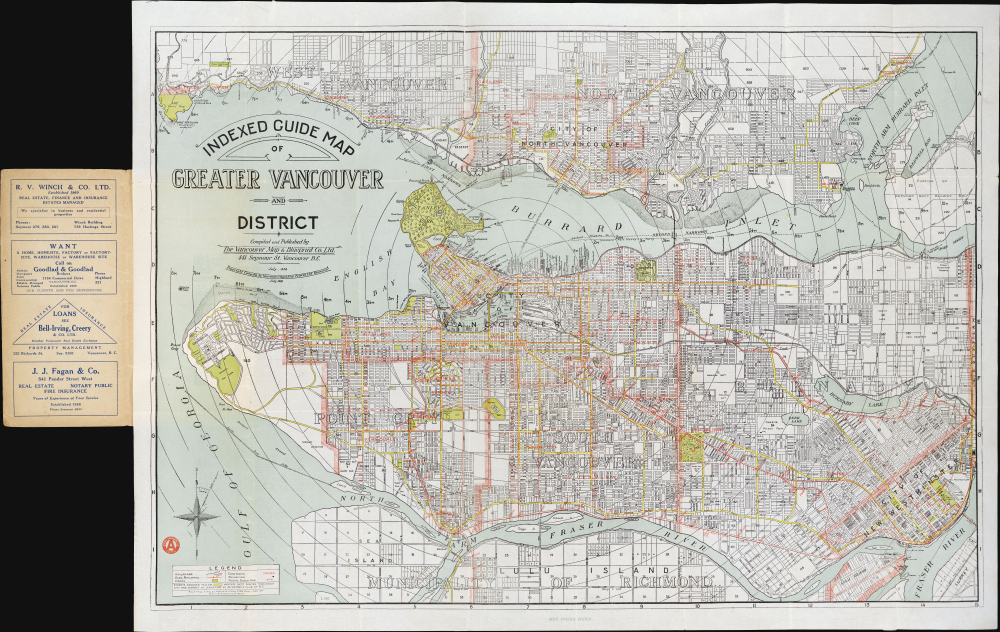1924 Vancouver Map and Blueprint Company Folding Map of Vancouver
