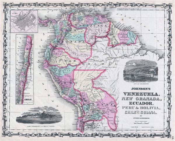 Johnson's Venezuela, New Granada, Ecuador, Peru & Bolivia, Chile and Guiana. - Main View