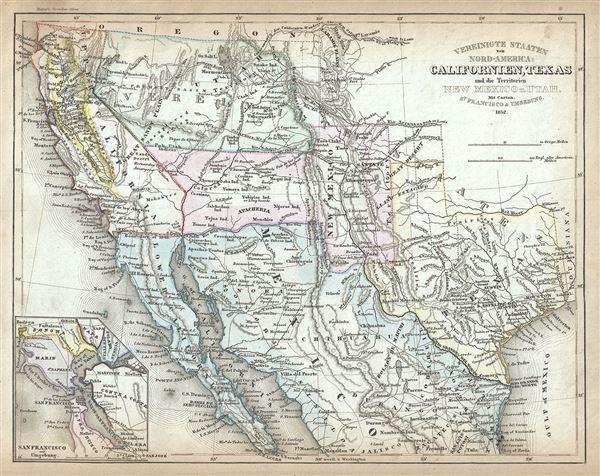 Vereinigte Staaten von Nord-America: Californien, Texas und die Territorien New Mexico u. Utah. - Main View
