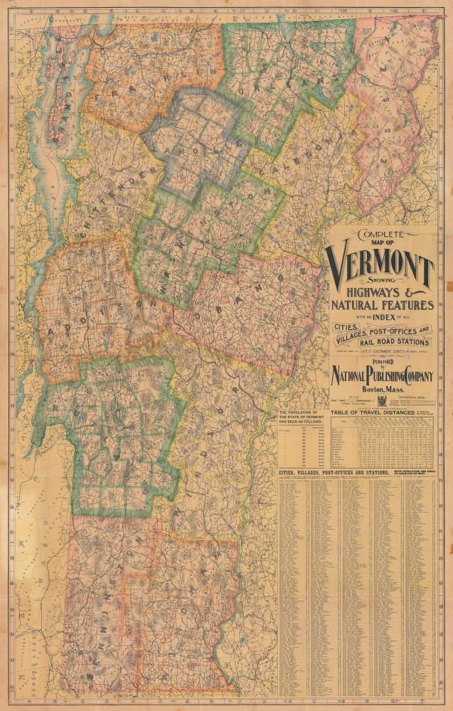 Complete map of Vermont showing highways and natural features… - Main View