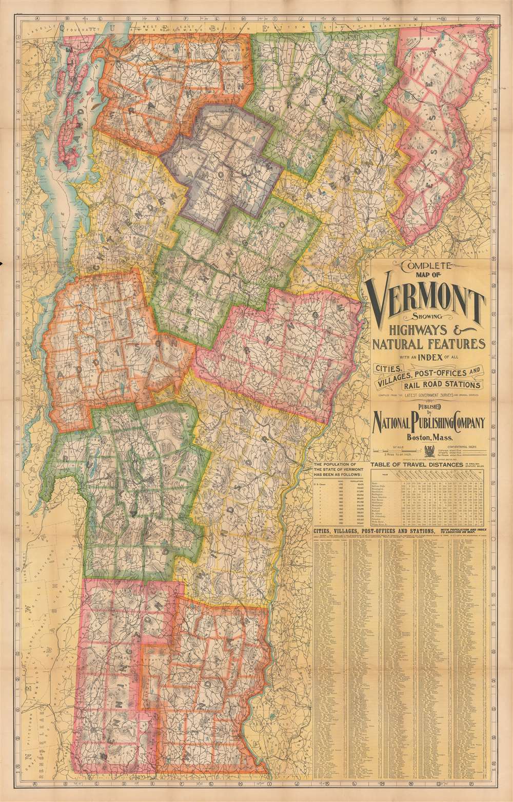 Complete map of Vermont showing highways and natural features… - Main View