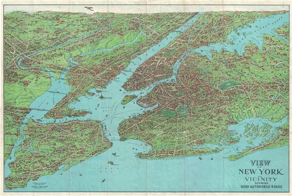 View of New York and Vicinity Showing Good Automobile Roads. - Main View