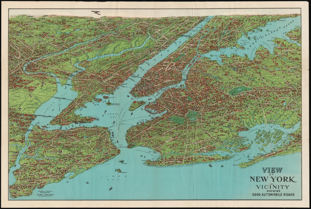 View of New York and Vicinity Showing Good Automobile Roads. - Main View