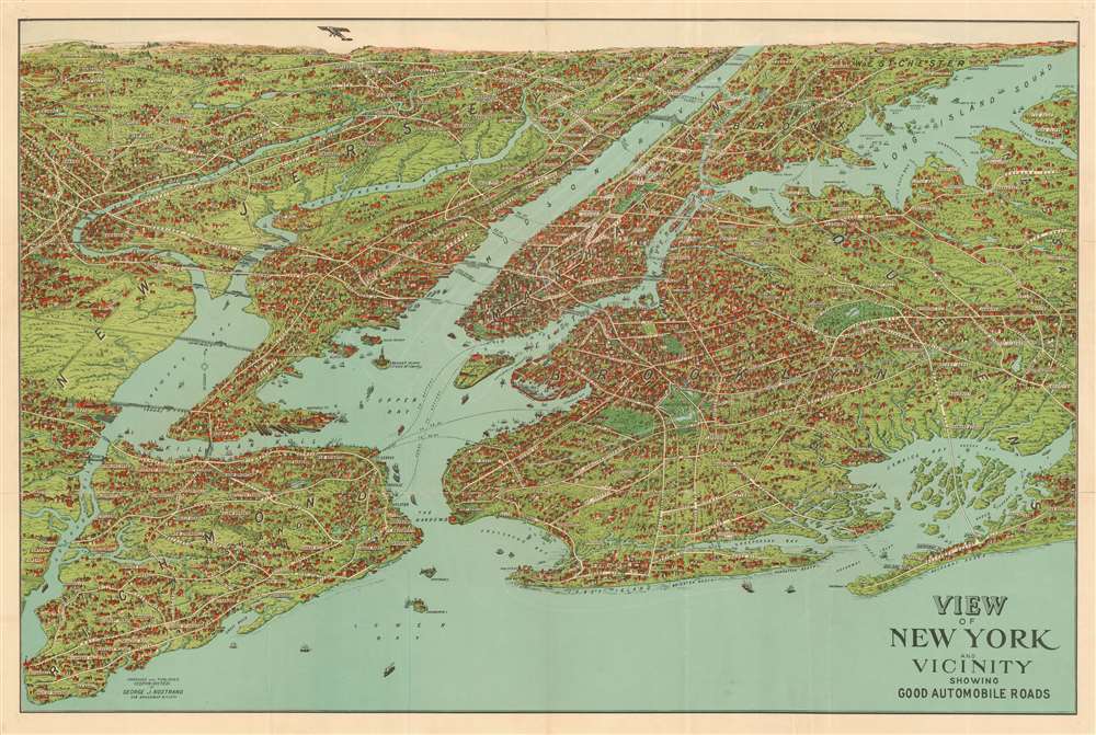 View of New York and Vicinity Showing Good Automobile Roads. - Main View