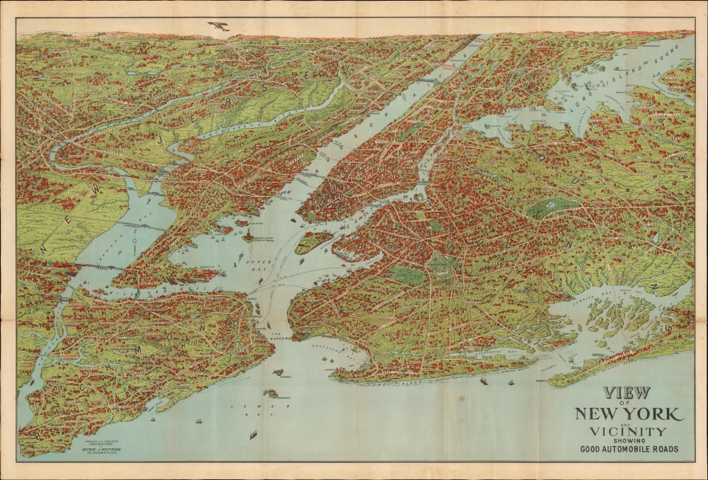 View of New York and Vicinity Showing Good Automobile Roads. - Main View