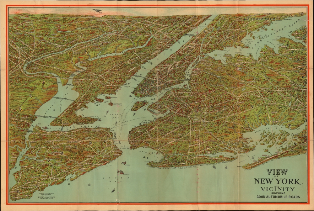 View of New York and Vicinity Showing Good Automobile Roads. - Main View