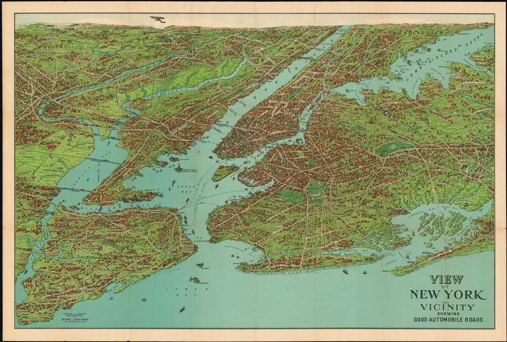 View of New York and Vicinity Showing Good Automobile Roads. - Main View