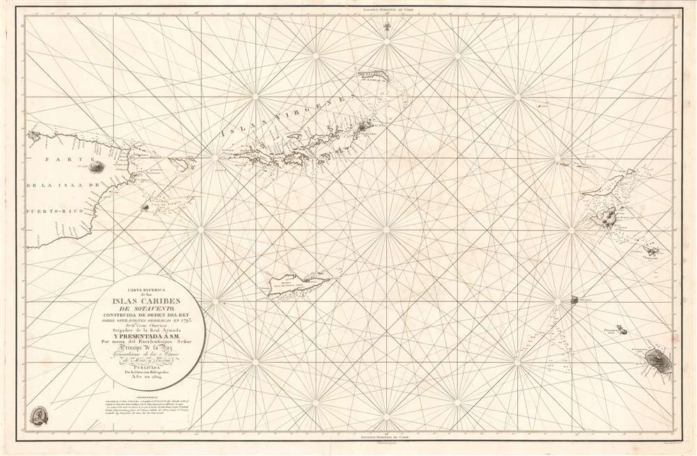 Carta Esferica de la Islas Caribes de Sotavento. - Main View