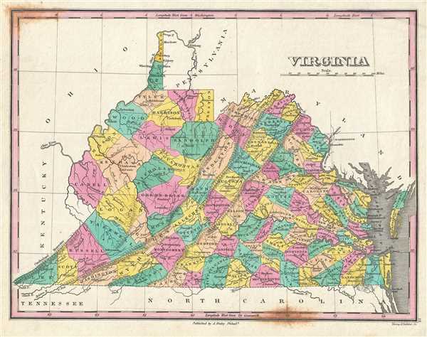 1828 Finley Map of Virginia