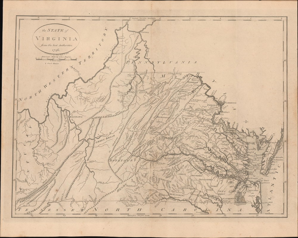 1796 Reid / Tanner Map of Virginia