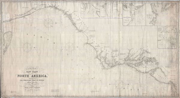 Chart of the East Coast of North America, Extending from New York to the Strait of Florida, including Plans on a Large Scale of the Principal Harbors, Drawn chiefly from the Surveys made by order of the United States Government. - Main View