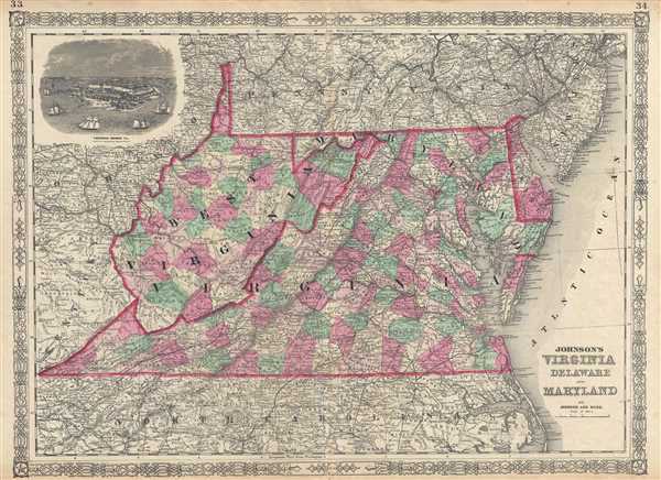 Johnson's Virginia Delaware and Maryland. - Main View