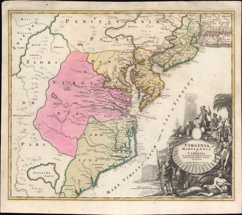 Virginia Marylandia et Carolina in America Septentrionali Britannorum industria excultae… - Main View