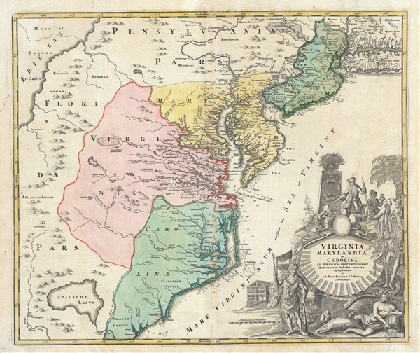 Virginia Marylandia et Carolina In America Septentrionali Britannorum industria excultae… - Main View