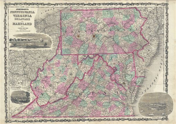 Johnson's Pennsylvania Virginia Delaware and Maryland. - Main View