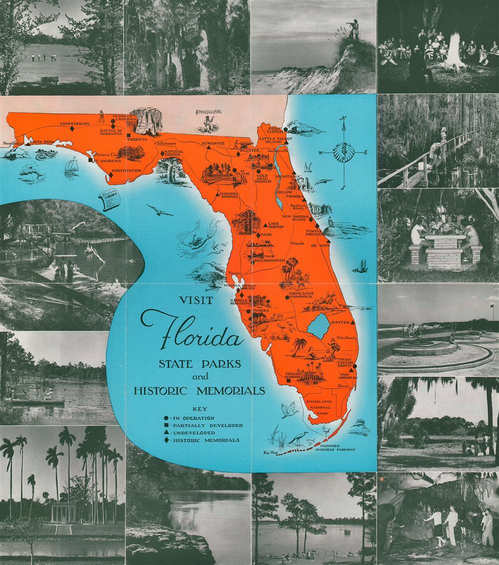 1970 Pictorial Tourist Map of Florida