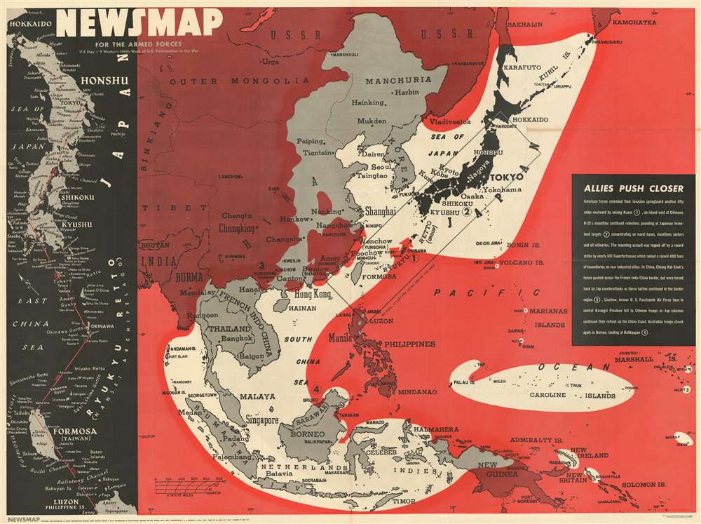 NEWSMAP For the Armed Forces. V-E Day + 9 Weeks - 186th Week of U.S. Participation in the War. - Main View