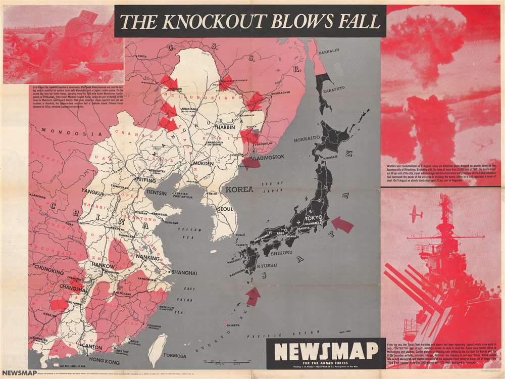 1945 Army Information Branch Newsmap of Japan and China - Atomic Bomb Issue!