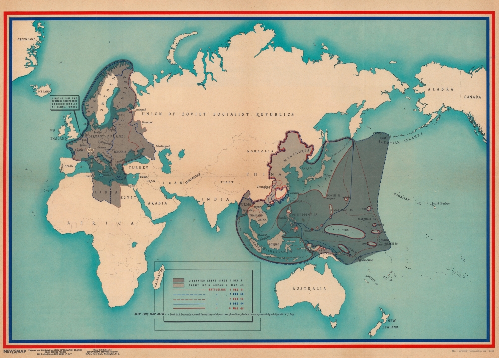 NEWSMAP Overseas Edition For the Armed Forces. V-E Day + 7 Weeks - 184th Week of U.S. Participation in the War. Monday, 2 July 1945. Week of 12 June to 19 June. Vol. IV No 10F. - Main View