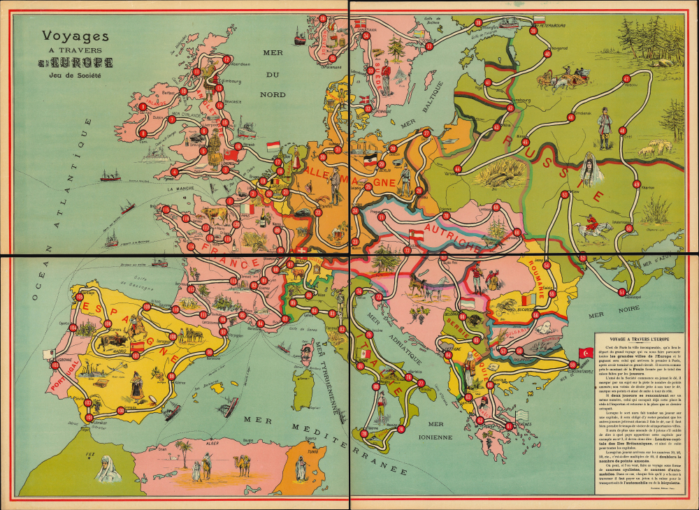 1900 Saussine Map and Game Board of Europe (unmounted proof)