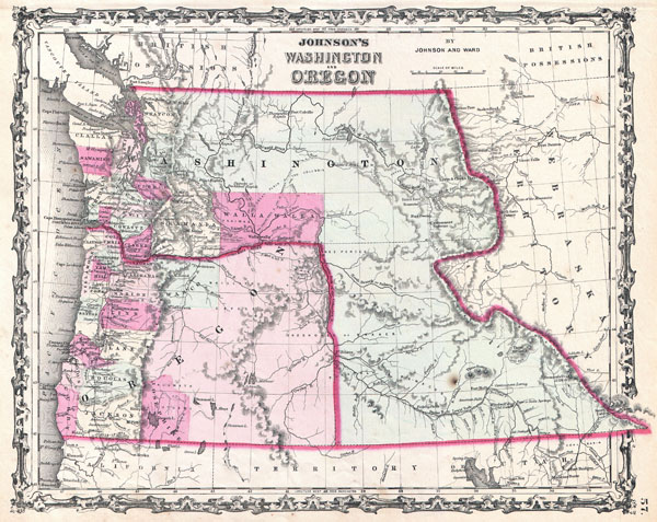 Johnson's Washington and Oregon. - Main View