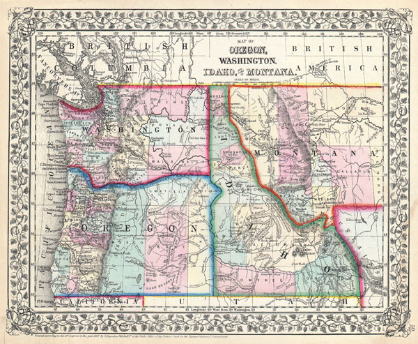 Map of Oregon, Washington, Idaho, and part of Montana. - Main View