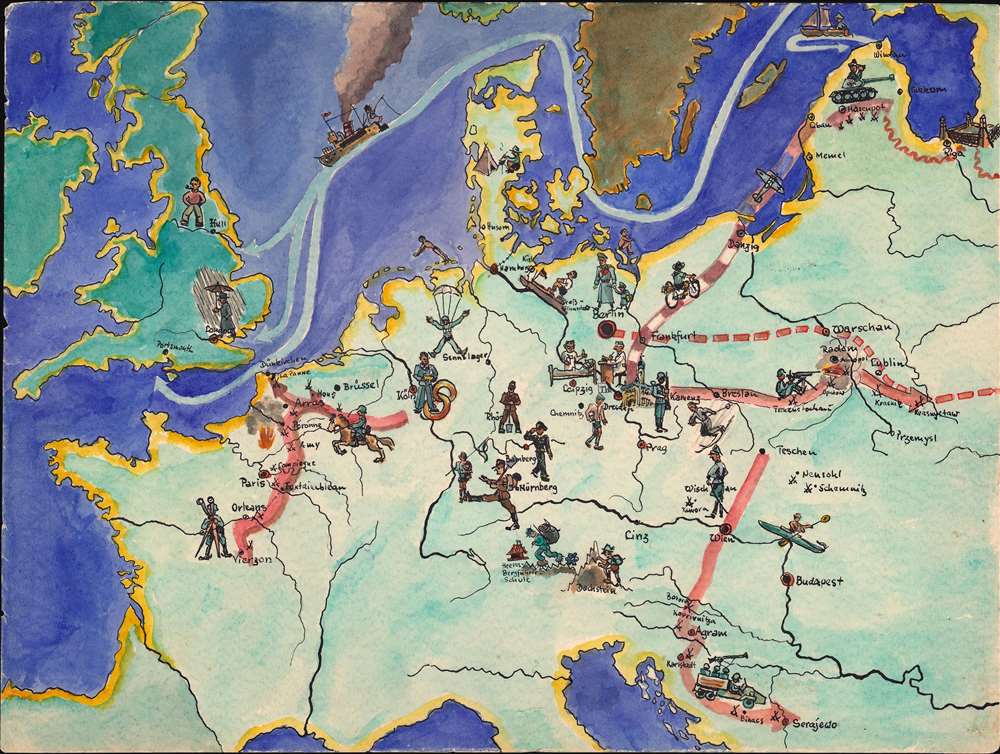 [German Manuscript Map of Europe During World War II]. - Alternate View 1