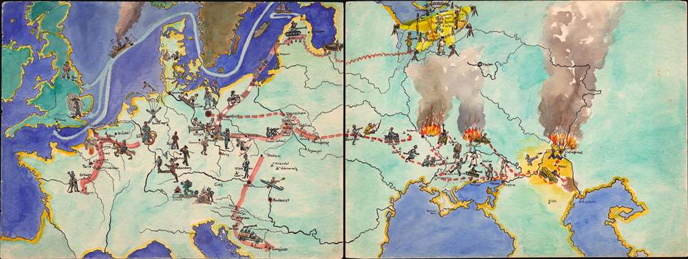 [German Manuscript Map of Europe During World War II]. - Main View