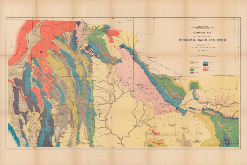 Geological map of portions of Wyoming, Idaho and Utah. - Main View