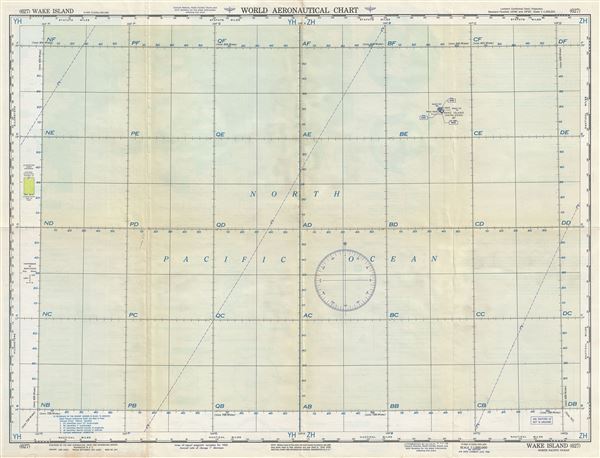 1956 U.S. Air Force Aeronautical Chart or Map of Wake Island, Pacific Ocean