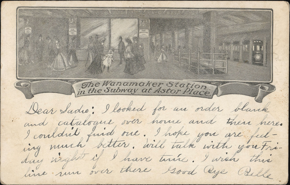 1904-07 Wanamaker Postcard - Rare, Early New York City Subway Image