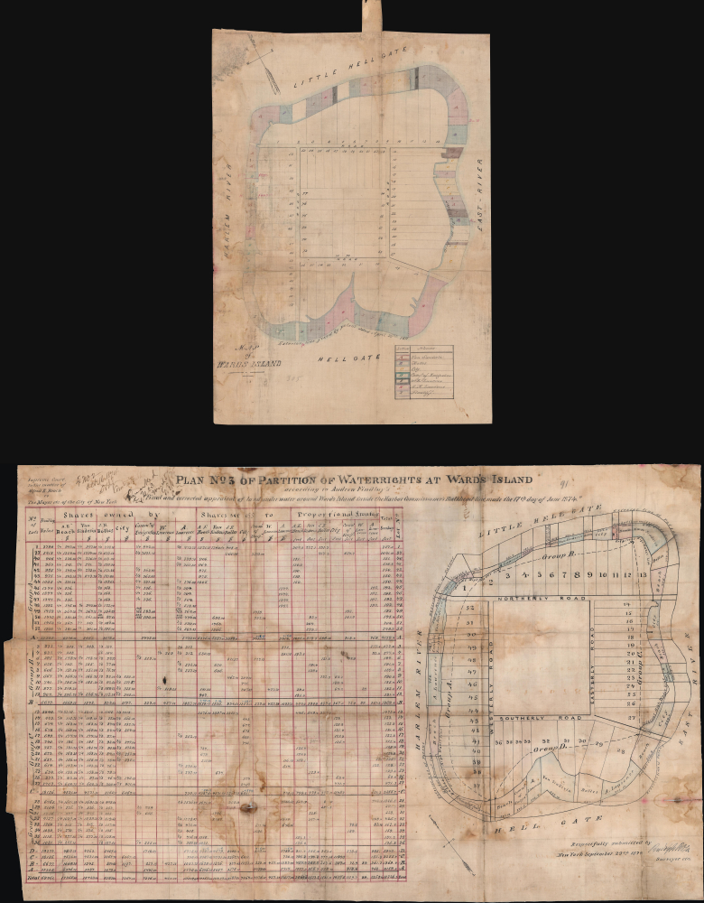 1870 Rosa Manuscript Plat Maps of Ward's Island, New York City