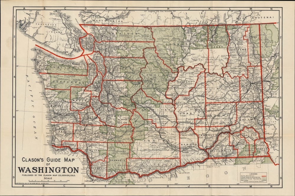 Clason's Guide Map of Washington / Clason's Guide to Washington with Map. - Main View